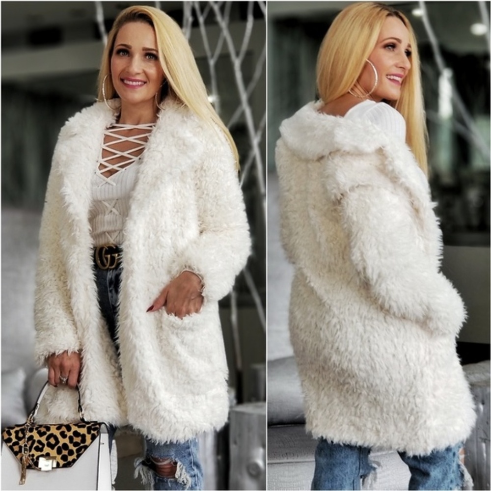 CHIC DOLLZ Faux Fur Coat Comfy Cozy Fall Trend - Picture 3 of 3